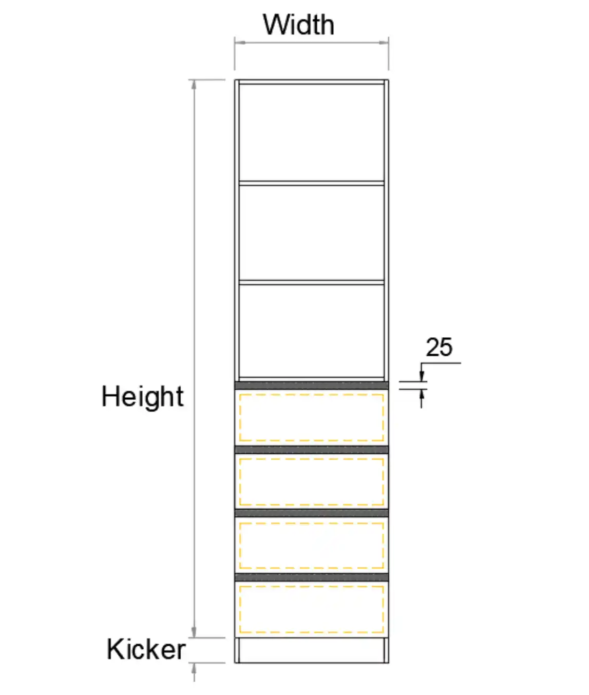 Wardrobe 4 Drawers Set Finger Pull - No Soft Close - Photo 3