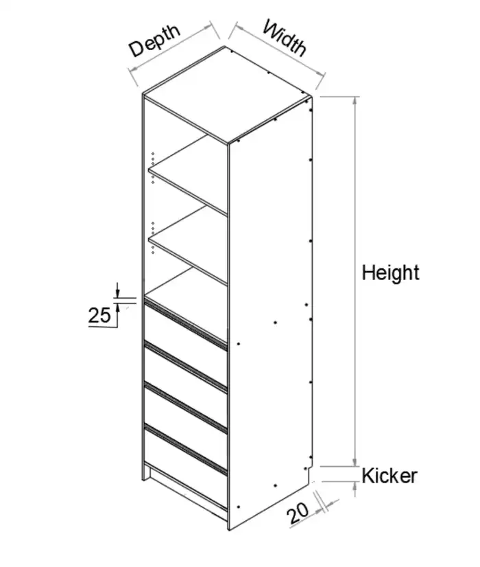 Wardrobe 4 Drawers Set Finger Pull - Soft Close - Photo 2