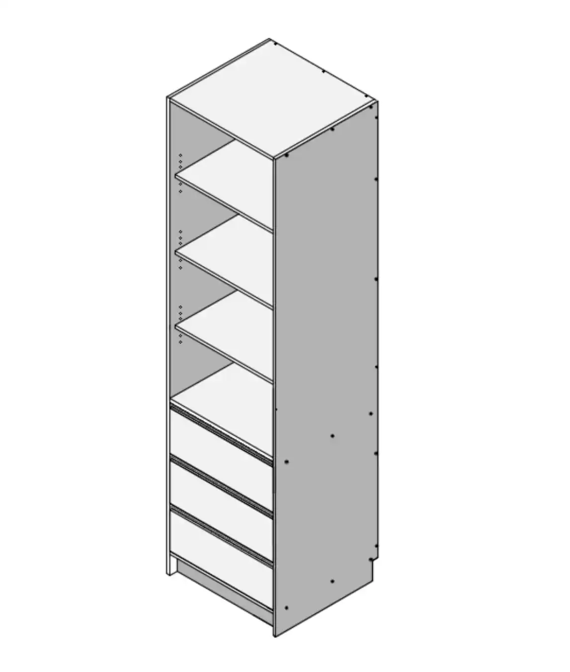 Wardrobe 3 Drawers Set Finger Pull - No Soft Close - Photo 5
