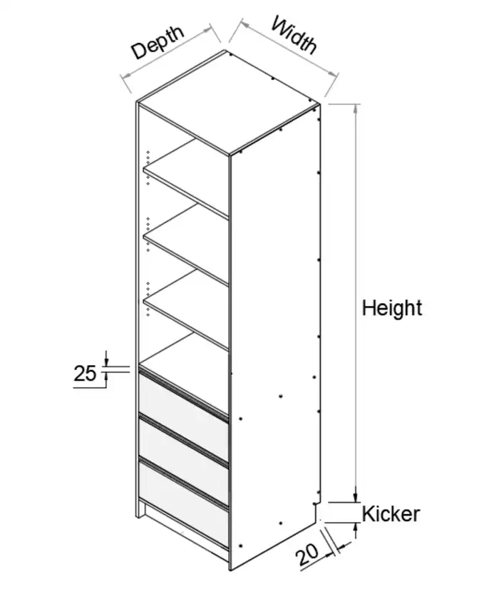 Wardrobe 3 Drawers Set Finger Pull - Soft Close - Photo 2
