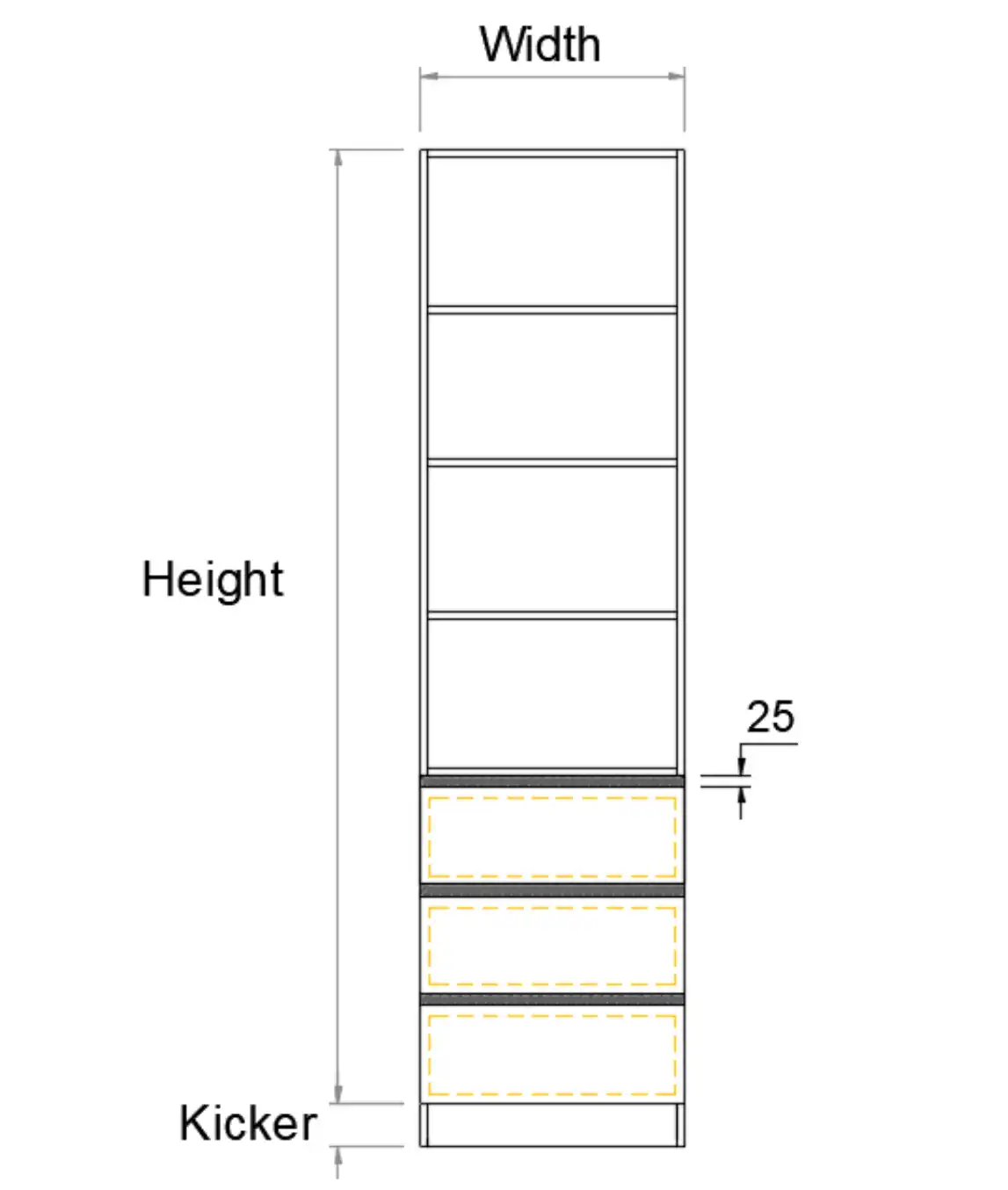 Wardrobe 3 Drawers Set Finger Pull - Soft Close - Photo 3