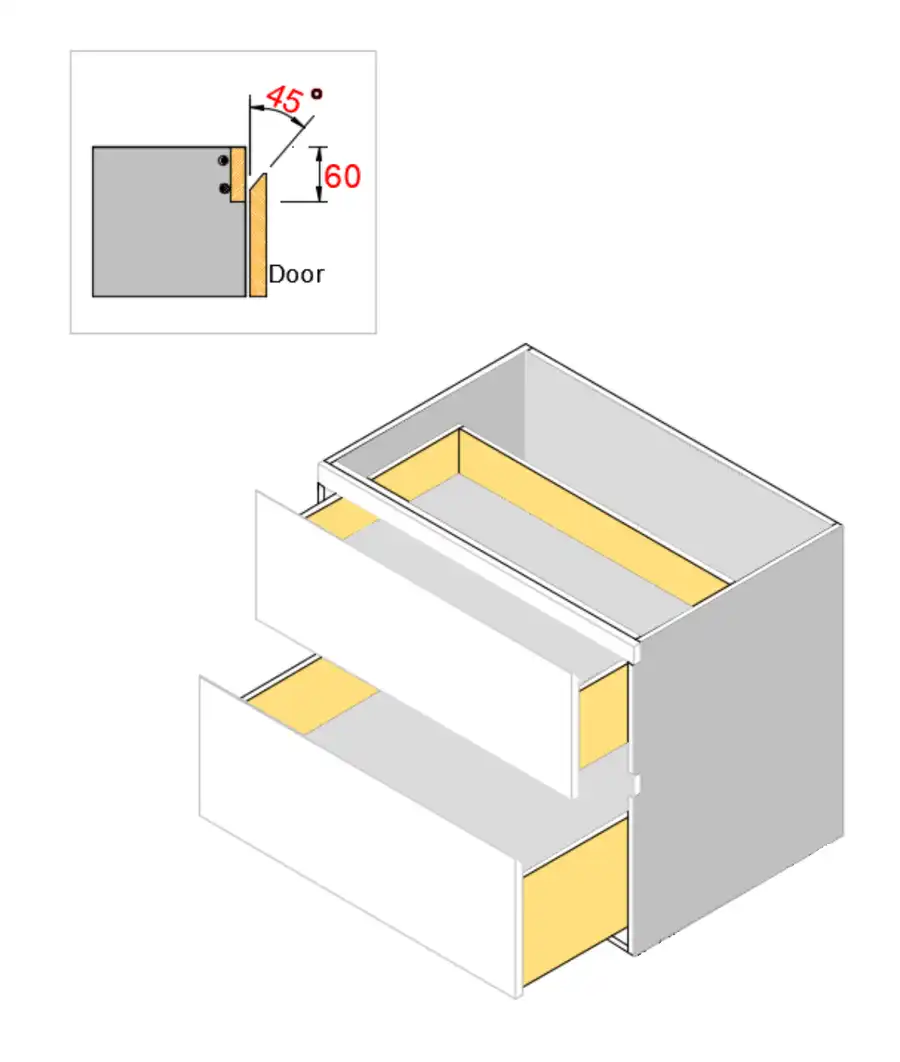 Custom 2 Drawers Wall Hung Vanity 2PAC Bevel - Photo 5
