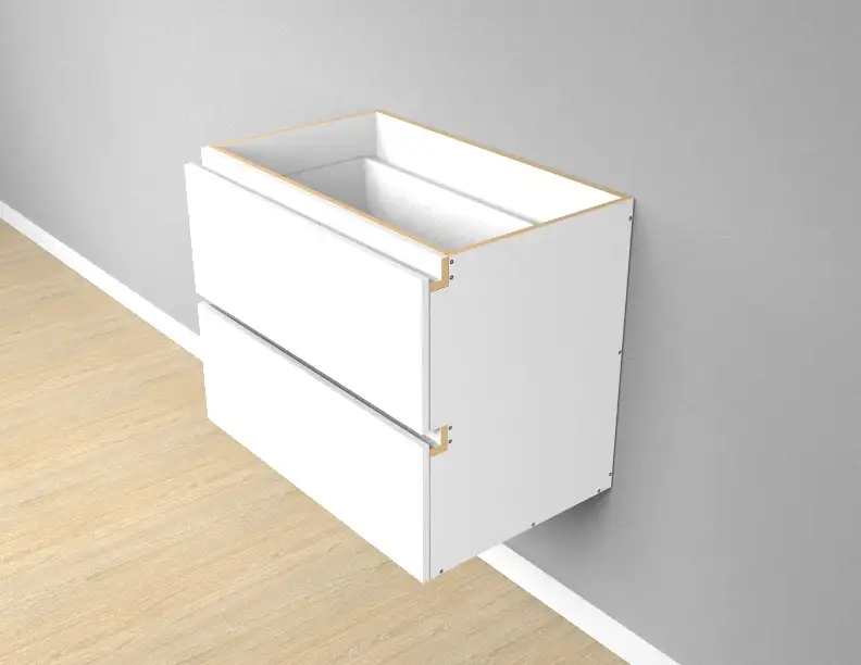 Custom 2 Drawers Wall Hung Vanity Finger Pull - Photo 1