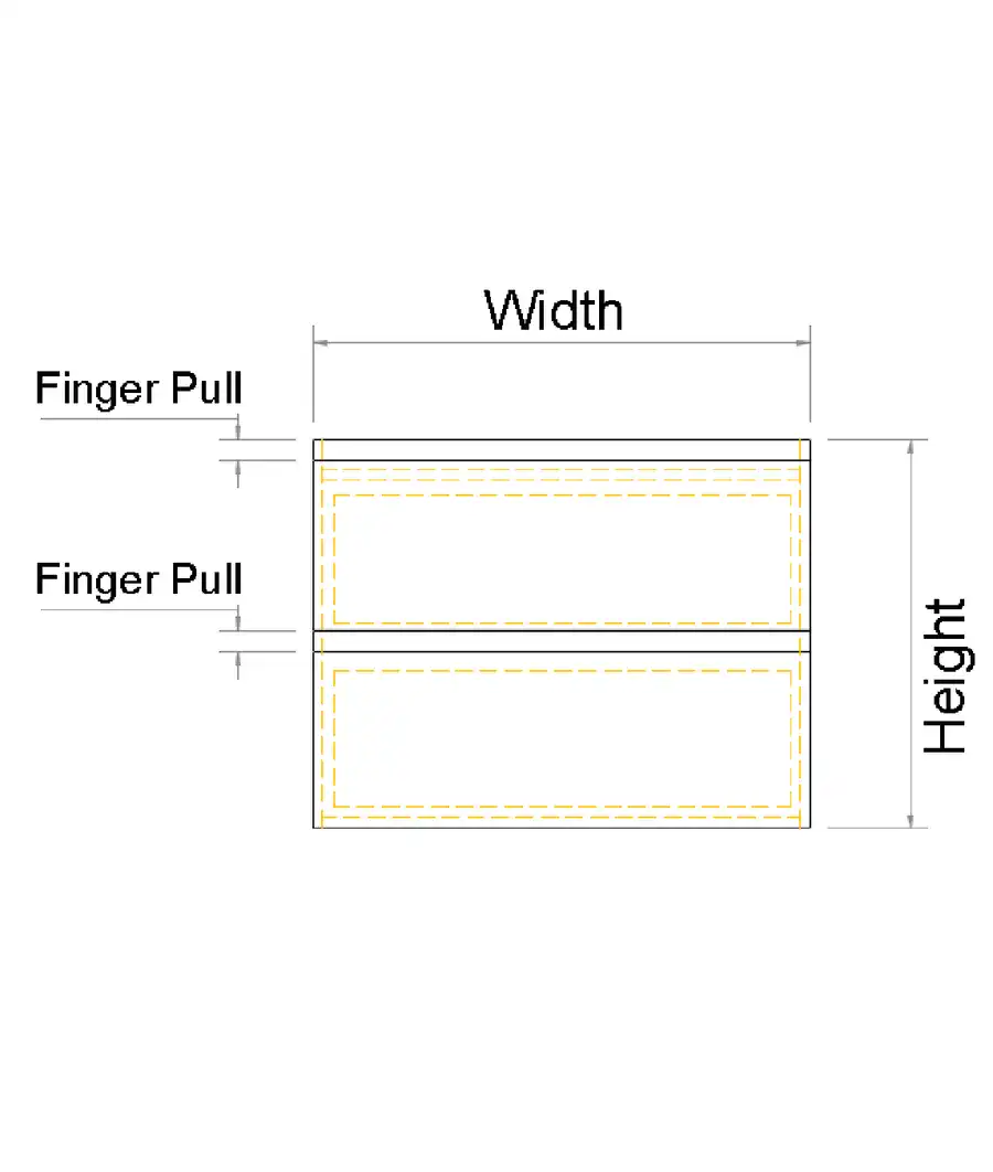 Custom 2 Drawers Wall Hung Vanity Finger Pull - Photo 3