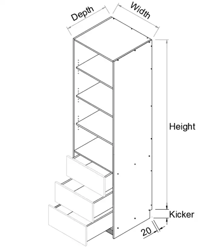 Wardrobe 3 Drawers set - No Soft Close - Photo 2