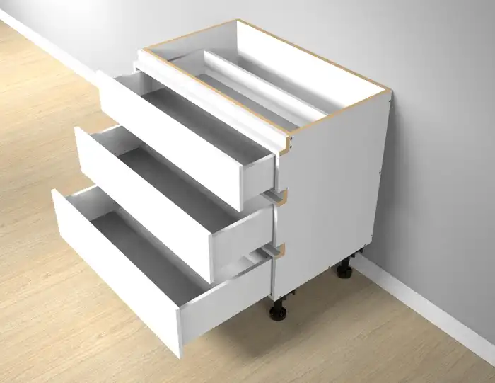 Three Drawers Single Cutlery Finger Pull Cabinet - Photo 1