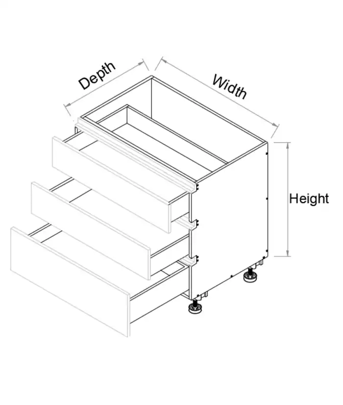 Three Drawers Single Cutlery Finger Pull Cabinet - Photo 2