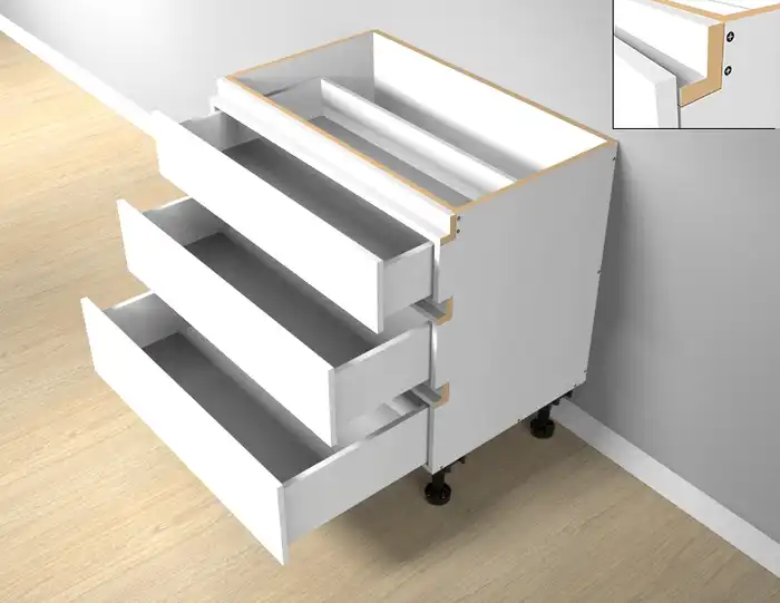 Three Drawers Double Cutlery Finger Pull Cabinet - Photo 1