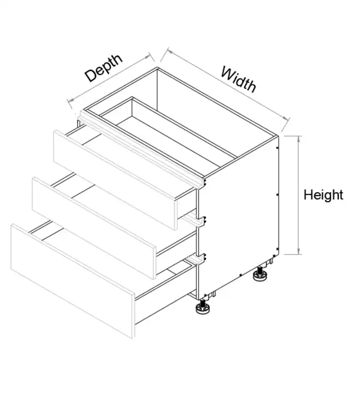 Three Drawers Double Cutlery Finger Pull Cabinet - Photo 2
