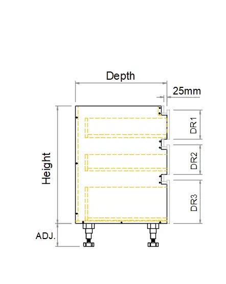 Three Drawers Double Cutlery Finger Pull Cabinet - Photo 4