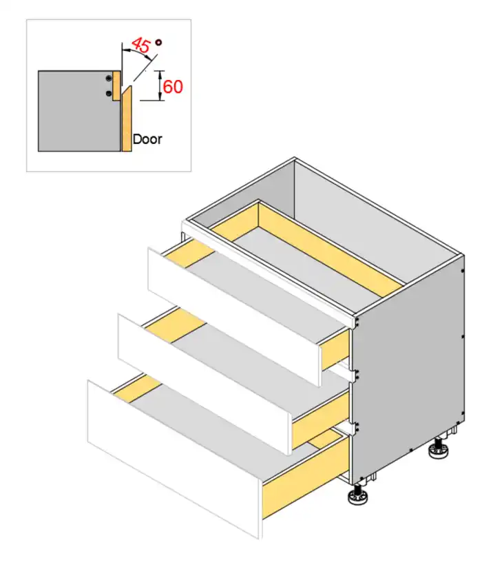 Custom 3 Drawers Floor Vanity 2PAC Bevel - Photo 5
