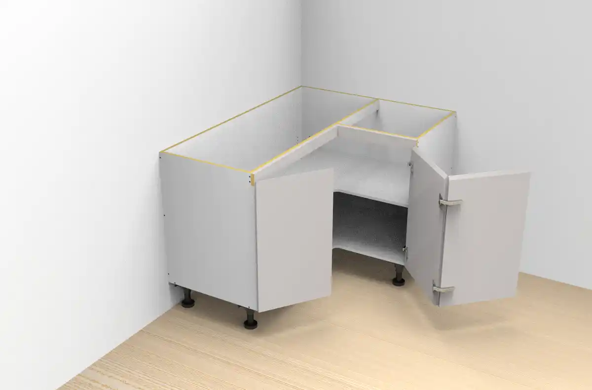 Base Left Corner Three Doors 2PAC Bevel Cabinet - Photo 1