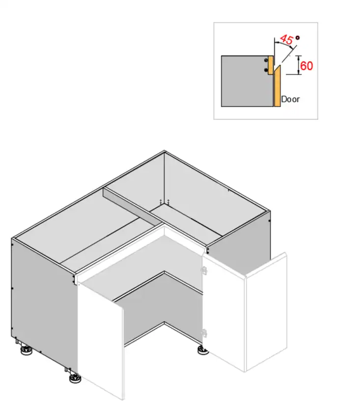 Base Left Corner Three Doors 2PAC Bevel Cabinet - Photo 4