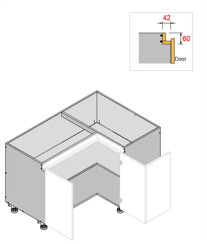 Base Left Corner Three Doors Finger Pull Cabinet - Photo 4