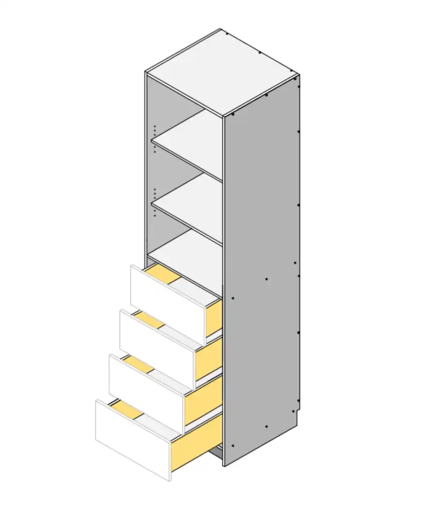 WARDROBE INSERT 4 DRAWERS SET - SOFT CLOSE-3D