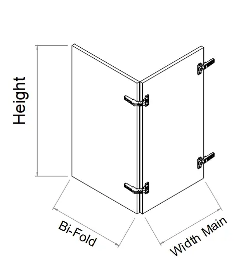 Base/Top Right Corner Bi-Fold Custom Hinges Door-Measurment