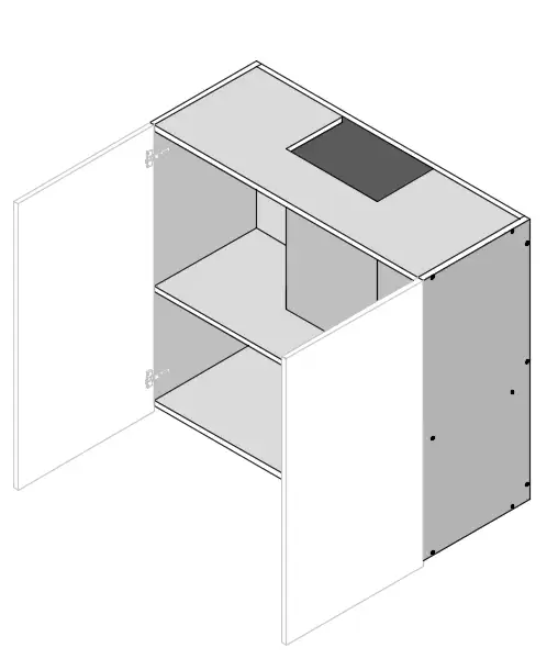 Top Concealed Rangehood -Double Door Custom Cabinet-3D