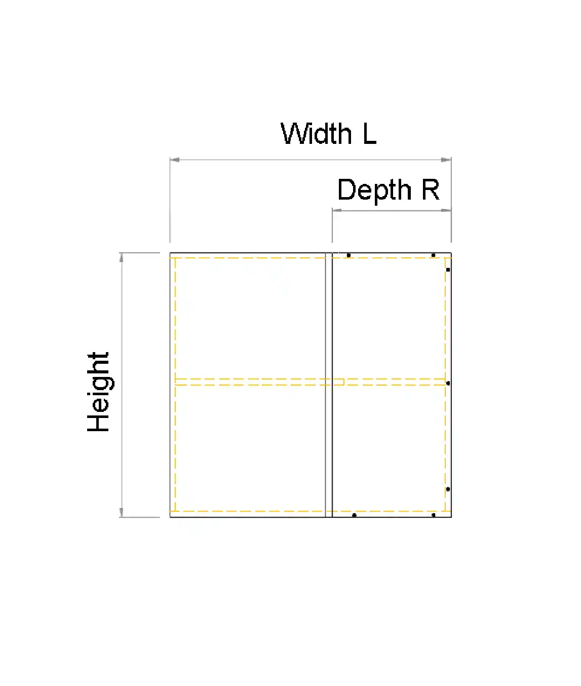 Top Right Corner Bi-Fold Door Custom Cabinet-Front View