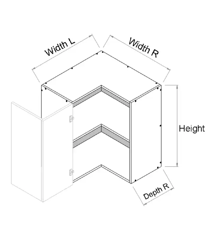 Top Right Corner Bi-Fold Door Custom Cabinet-3D with measurment