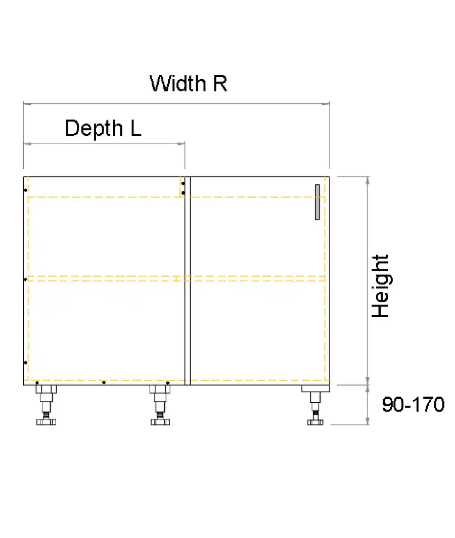 Base Right Blind Single Door Cabinet Front View