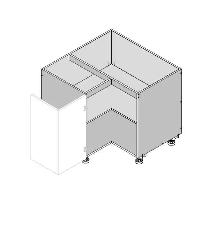 Base Right Blind Single Door Cabinet 3D with Dimensions