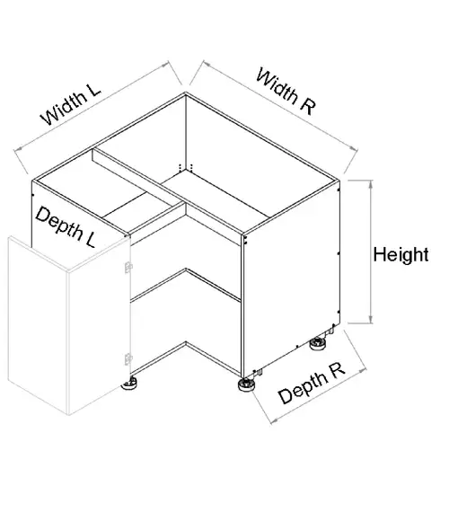 Base Right Blind Single Door Cabinet Solid View