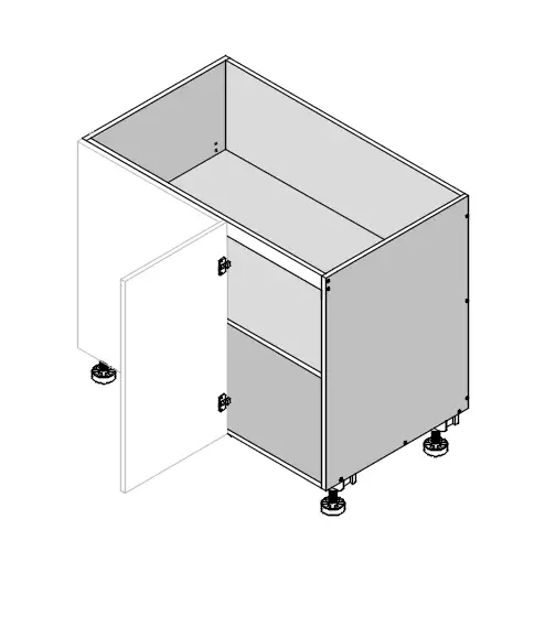 Base Right Blind Single Door Cabinet Side View