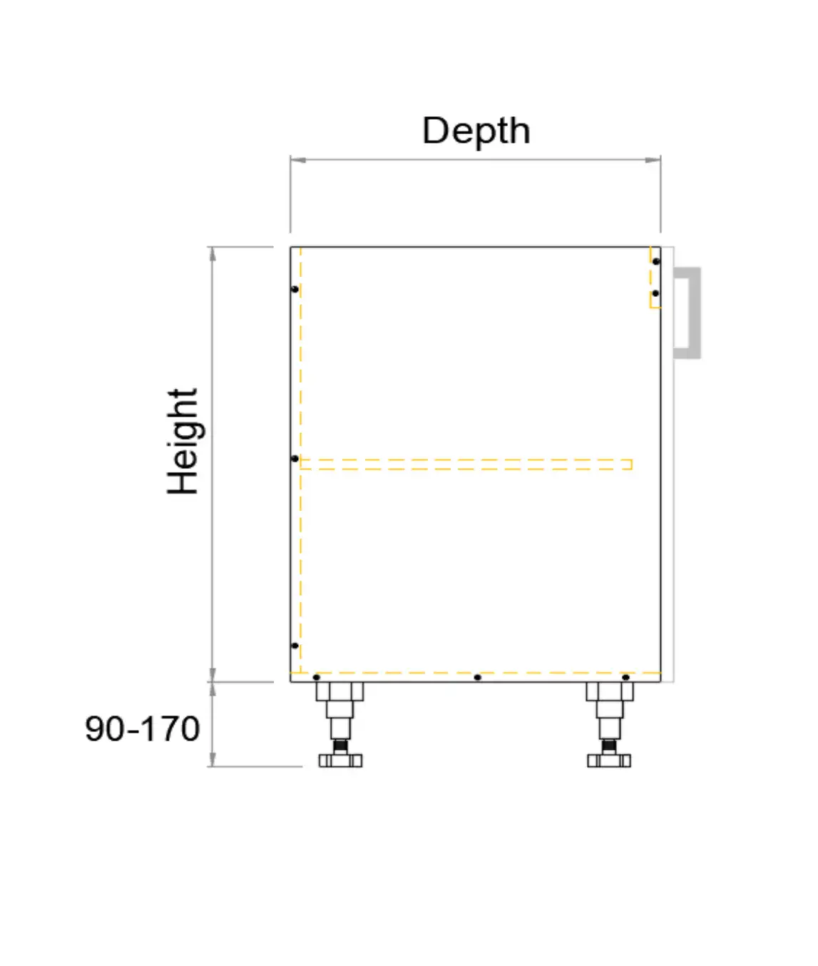 Base Right Blind Single Door Cabinet Front View