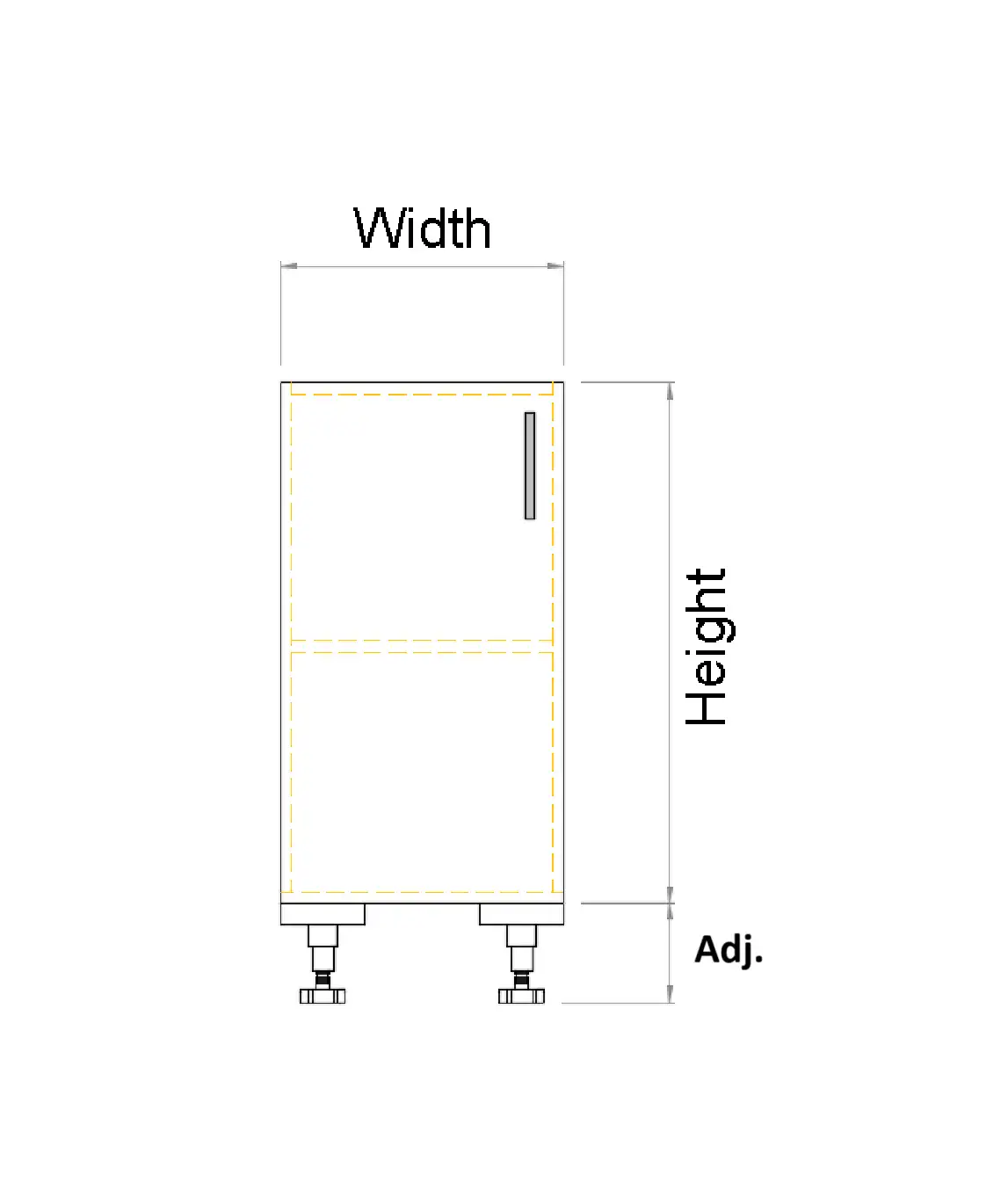 Base Single Left Door Cabinet Front View